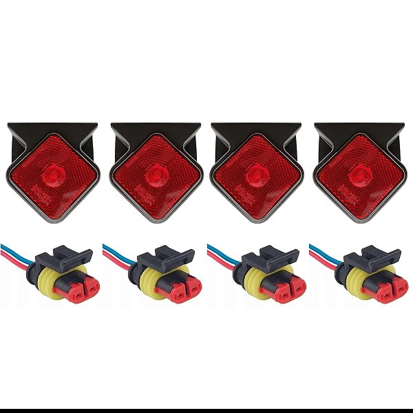 Kit 04 Lanterna Lateral Carretas Guerra Led 12v/24v C/chicot