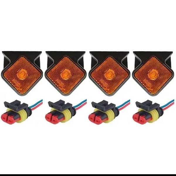 Kit 04 Lanterna Lateral Carretas Guerra Led 12v/24v C/chicote