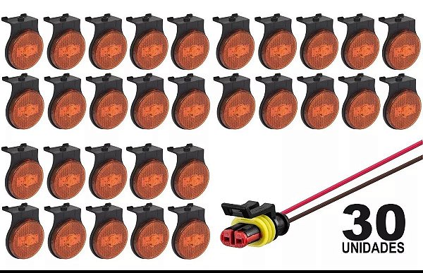 Kit 30 Lanternas Lateral Randon Original Braslux - C/chicote