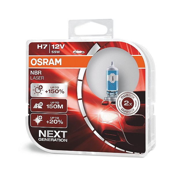 Par Lâmpada Osram Halógena H7 Night Breaker Laser 3900K 60 55W 12V Farol