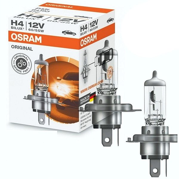 Kit Par Lâmpadas Osram Original H4 Bi-iodo Farol Alto Baixo