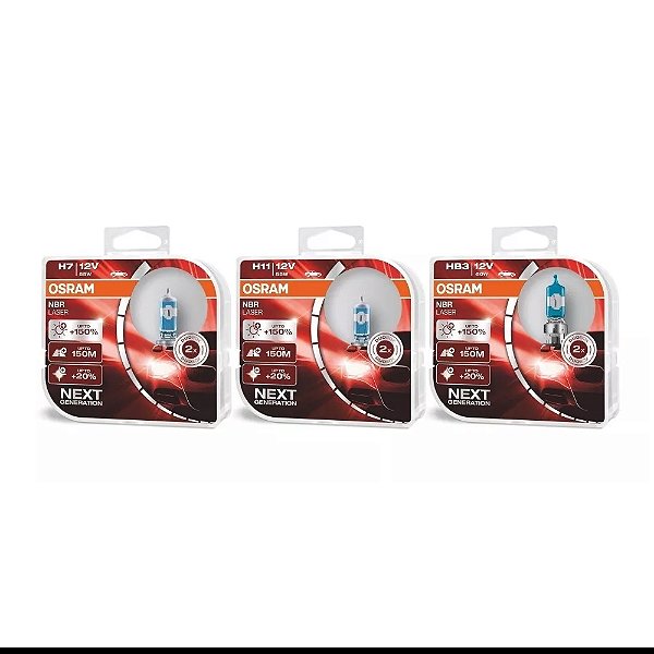 KIT LÂMPADAS OSRAM NIGHT BREAKER LASER 150% H11+ H7+ HB3