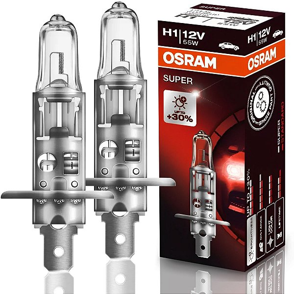 Lampadas Osram Super H1 Par Farol 30% Mais Luz 55w 12v Par