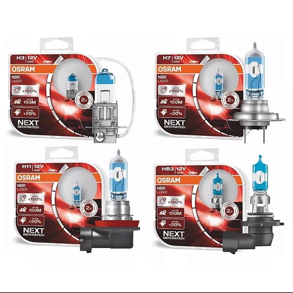 KIT LÂMPADAS OSRAM NIGHT BREAKER LASER 150% H11+ H3+ H7+ HB3