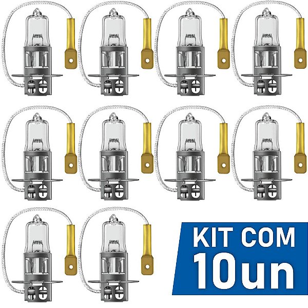Lâmpadas H3 Gauss 12 Volts 55 Watts Kit Com 10