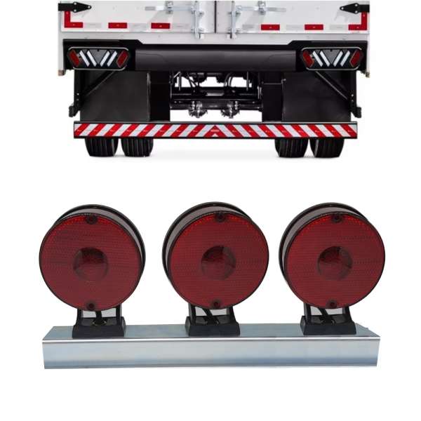 Kit Lanterna 3 Maria Caminhão Carreta Vermelho Com Suporte
