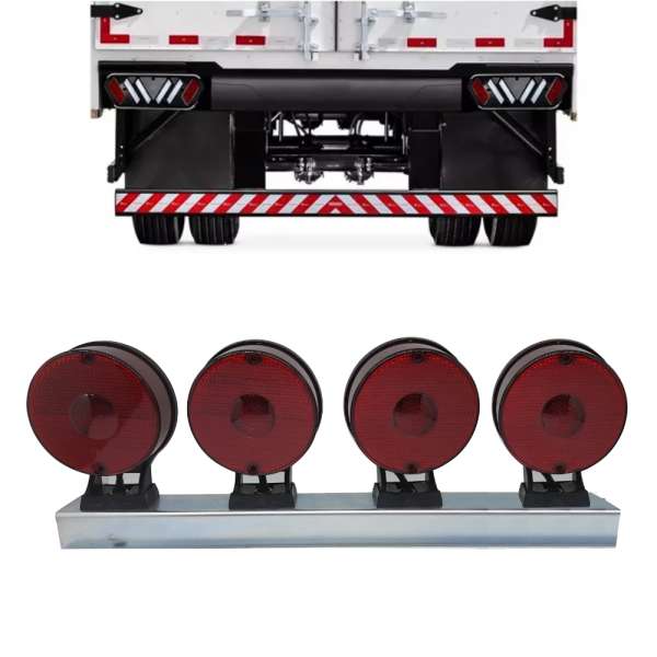 Kit Lanterna 4 Maria Caminhão Carreta Vermelho Com Suporte