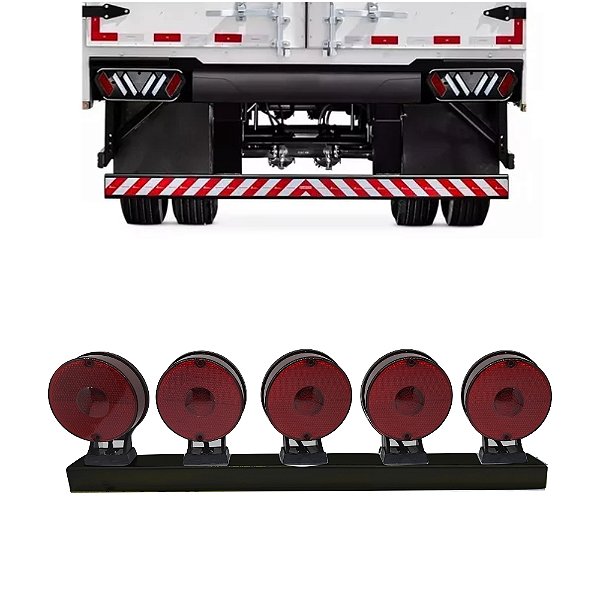 Kit Lanterna 5 Maria Caminhão Carreta Vermelho Com Suporte