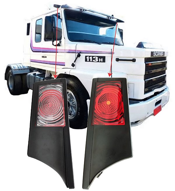 Par Lanterna Delimitadora Teto Scania 112/113 Verm E Cristal