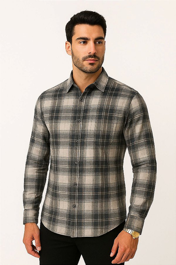Camisa Xadrez Flanelada Manga Longa