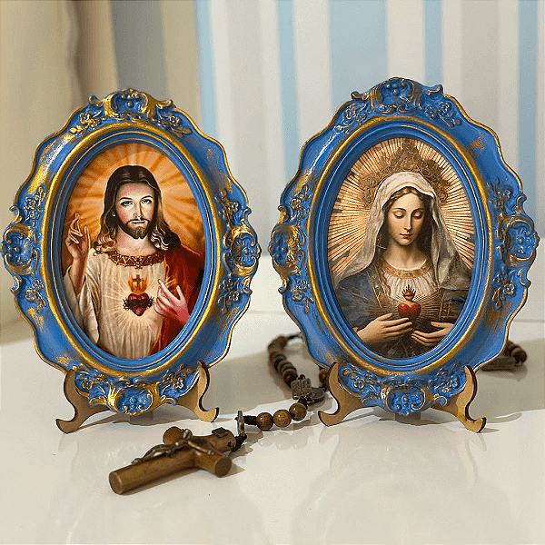 Quadros Sagrados Corações – Jesus e Maria | 21x16 cm