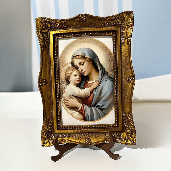 Quadro Colo de Mãe - Dourado | 22x17 cm