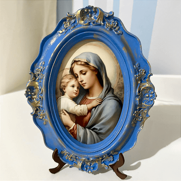 Quadro Colo de Mãe - Azul | 22x17 cm
