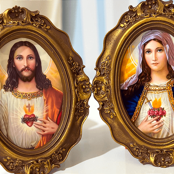 Quadros Sagrados Corações - Jesus e Maria - Conjunto 2