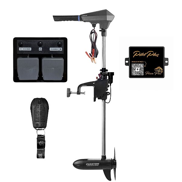 Kit Motor Elétrico Phantom 54lb Água Doce Marine 12V + Pilot Plus Instalado