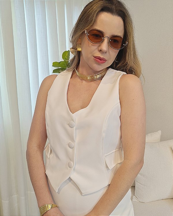 Colete Sophie Branco P, M e G