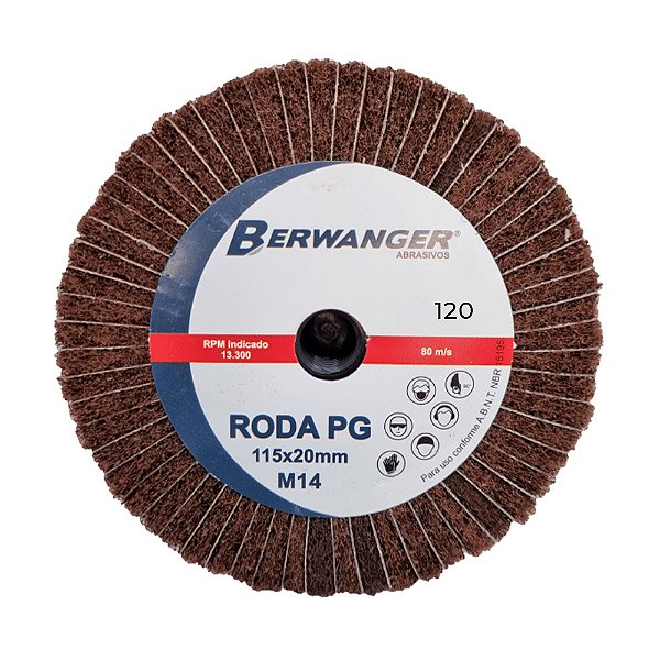 Roda Pg de Lixa Mista com Rosca M14x115x20mm Grão 120 Berwanger