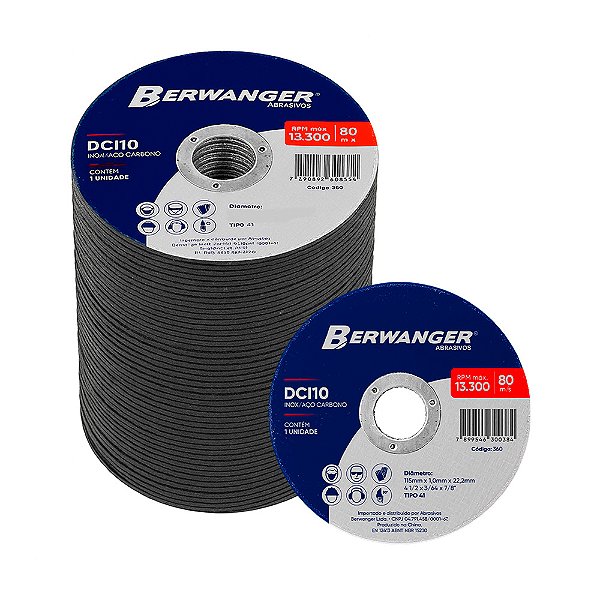 50 un Disco de Corte 4.1/2 Pol. Dci 10 115x1.0mm X 7/8 Pol. - 363 - Berwanger