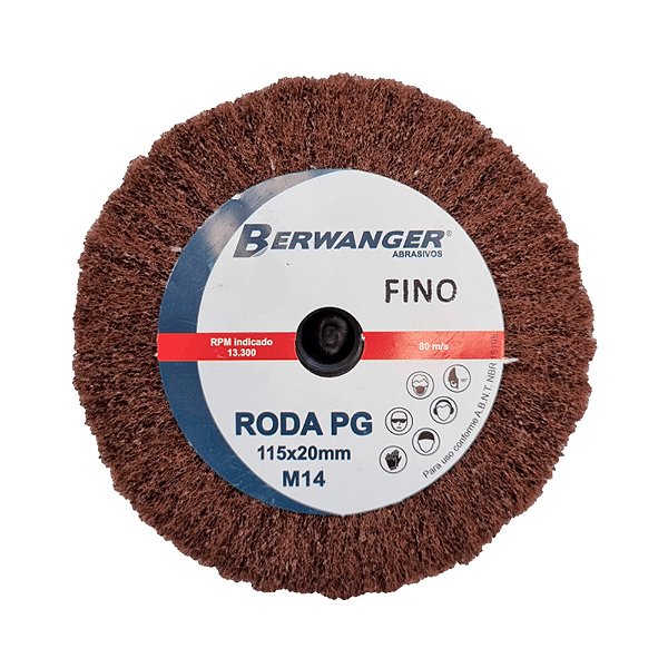 Roda de Lixa Manta Fina 115X20mm Com Rosca M14 - Berwanger