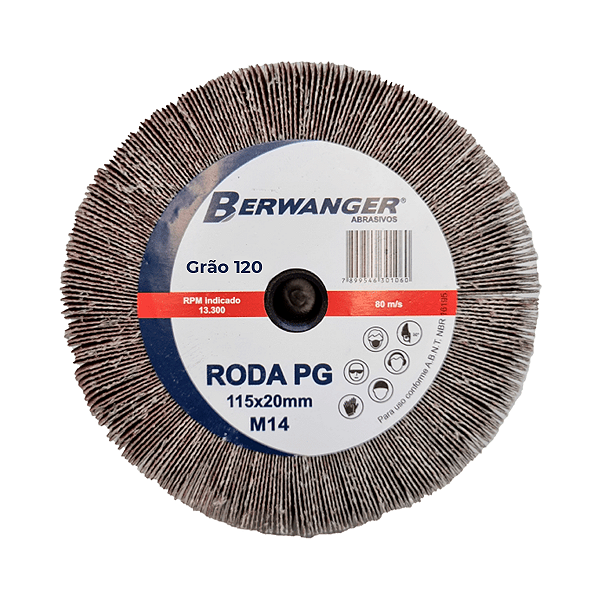 Roda Pg de Lixa com Rosca M14x115x20mm Grão 120 Berwanger