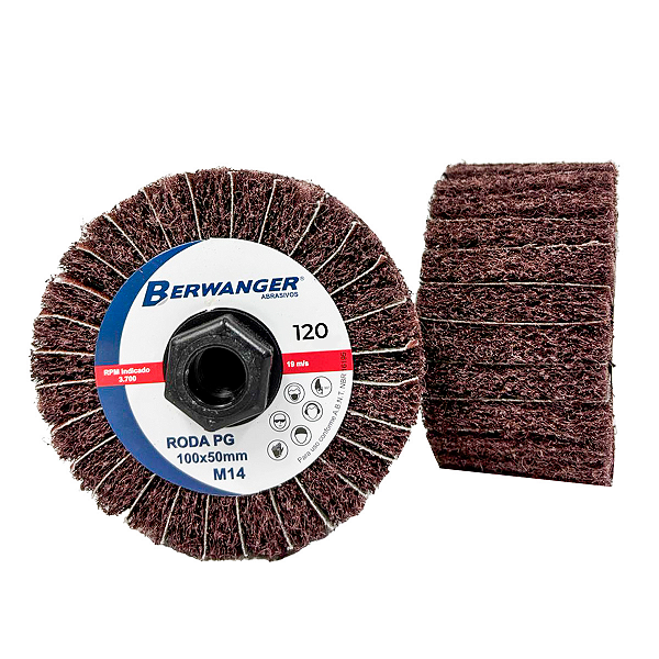 Roda Pg de Lixa Mista com Rosca M14x100x50mm Grão 120 Berwanger
