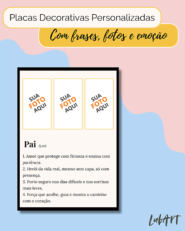 Placa Decorativa Tamanho A4 Linha Definições - Pai