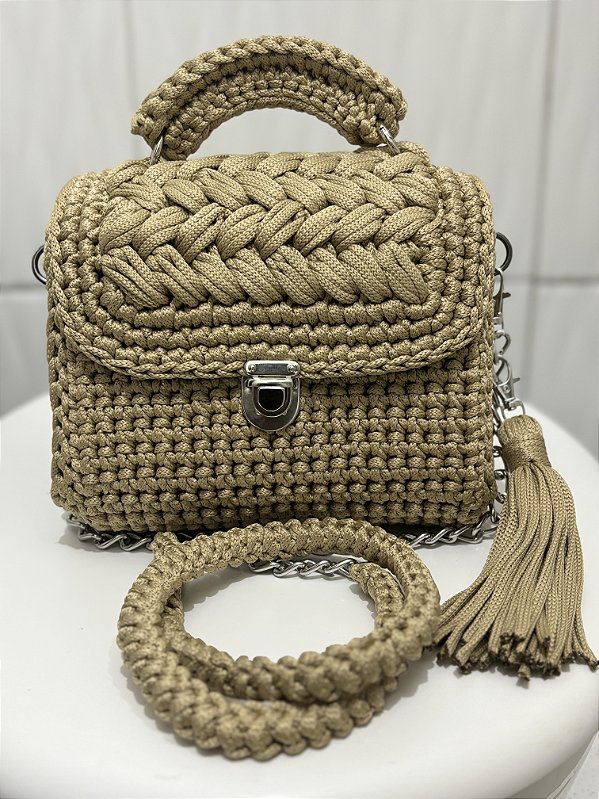 Bolsa de ombro em crochê fio Náutico Modelo Camila