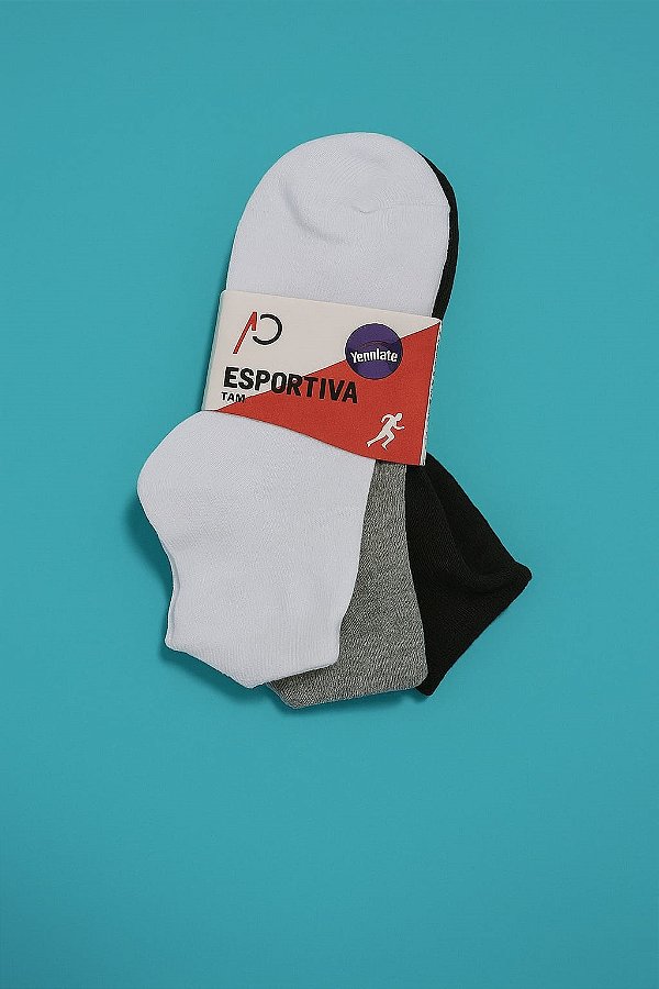 KIT COM 3 PARES DE MEIAS CANO CURTO.