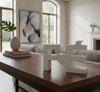 Palavra Decorativa FÉ - Enfeite Mesa presente Decoração Branco