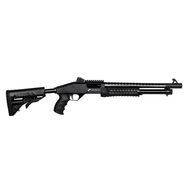 ESPINGARDA CBC PUMP ACTION MILITARY 3.0 - 19" COM ACESSÓRIOS - CALIBRE 12