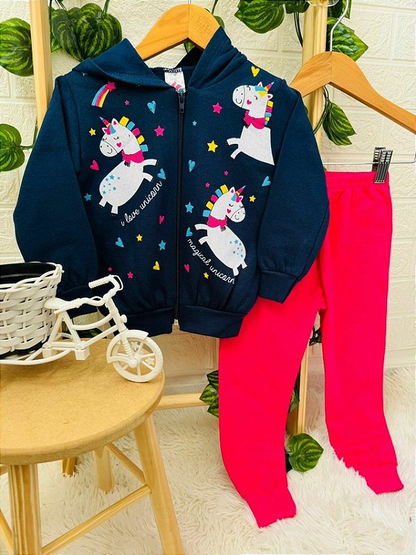Conjunto Moletom Zíper Com Capuz