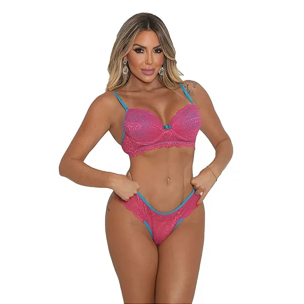 Conjunto Tanga Com Bojo Rendado