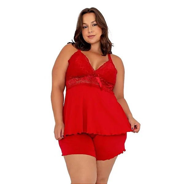 Baby Doll Aylana Plus Size Vermelho