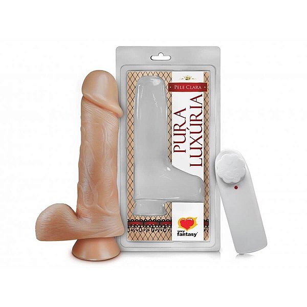 Prótese Pura Luxúria Realístico com Vibro Escroto e Ventosa 18x4,4