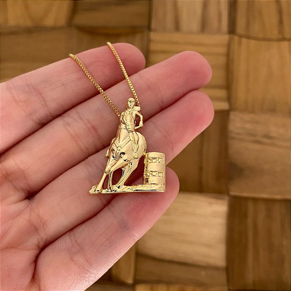 Colar Feminino Prova de Três Tambores Banhado a Ouro 18K