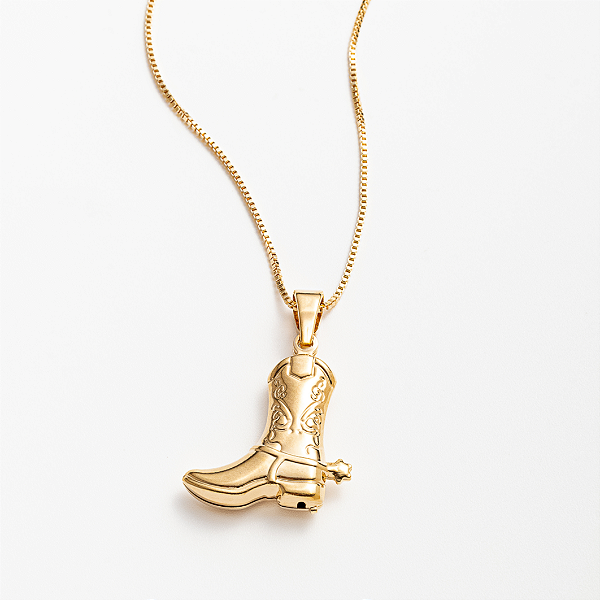 Colar Feminino Bota Country Banhado a Ouro 18K