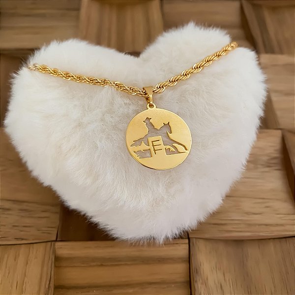 Colar Feminino Três Tambores com Cordão Baiano Banhado a Ouro 18K