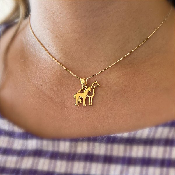 Colar Feminino Potro ao Pé Banhado a Ouro 18K