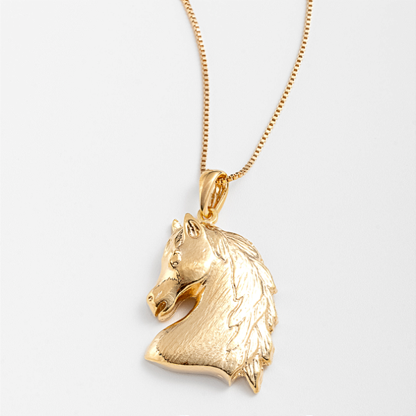 Colar Feminino Cavalo Glamouroso Banhado a Ouro 18K