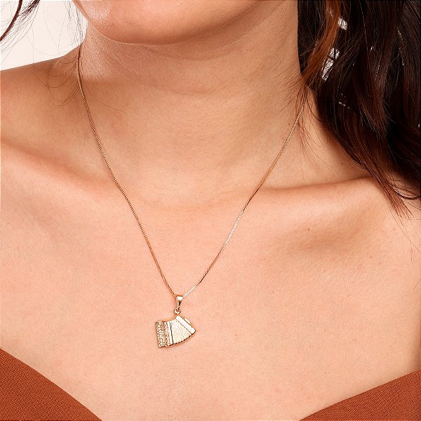 Colar Feminino Sanfona Banhado a Ouro 18K