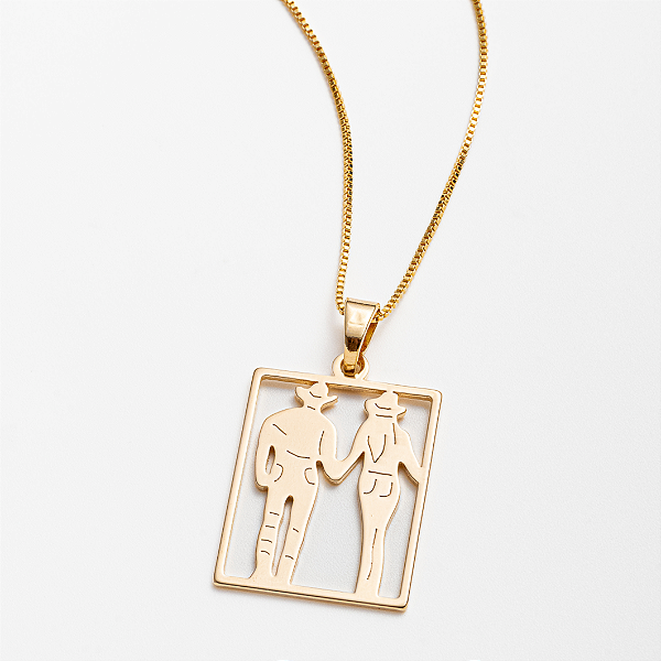 Colar Feminino Casal Country Banhado a Ouro 18K
