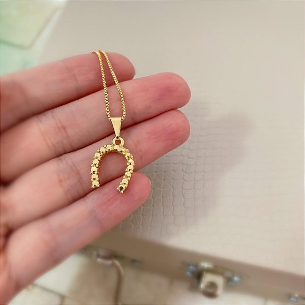Colar Feminino Ferradura Laminada Banhado a Ouro 18K