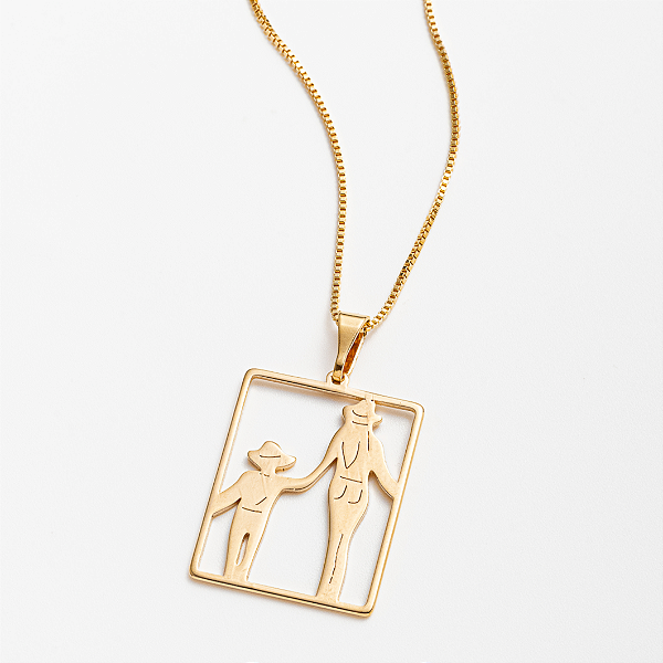 Colar Feminino Mãe e Filho Country Banhado a Ouro 18K