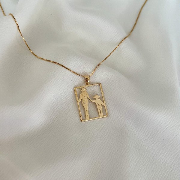 Colar Feminino Mãe e Filho Country Banhado a Ouro 18K