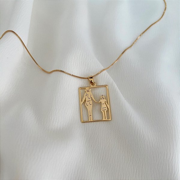 Colar Feminino Mãe e Filha Country Banhado a Ouro 18K