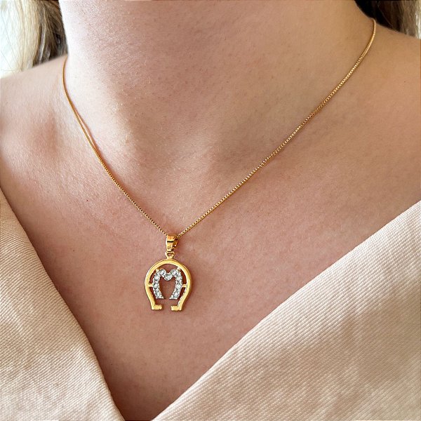 Colar Feminino Símbolo Mangalarga Marchador Brilho Banhado a Ouro 18K