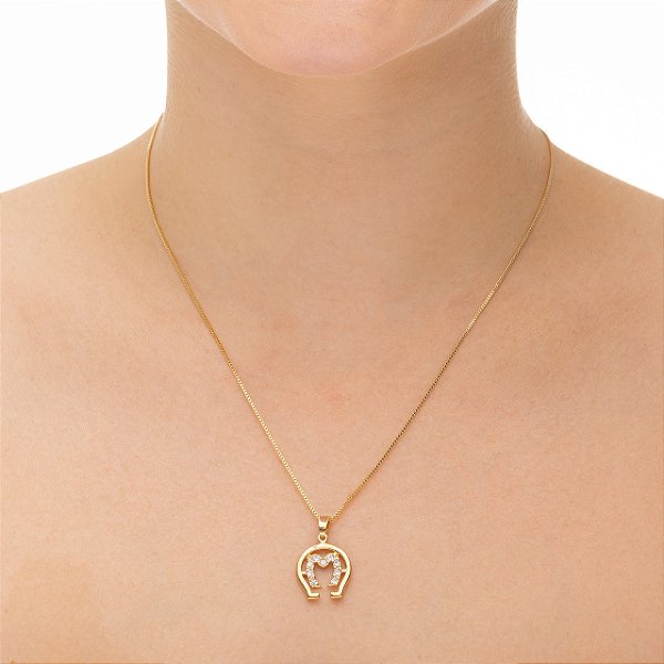 Colar Feminino Símbolo Mangalarga Marchador Brilho Banhado a Ouro 18K