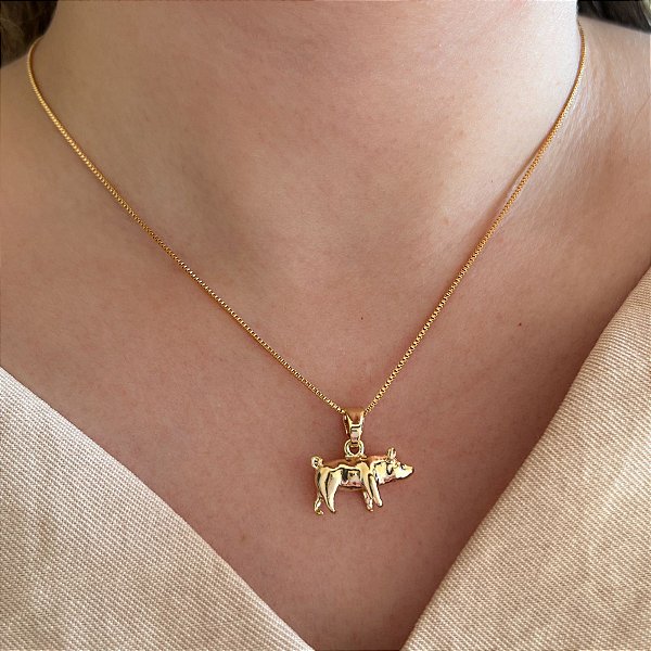 Colar Feminino Suíno Banhado a Ouro 18K