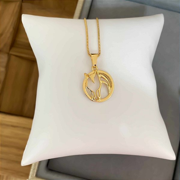 Colar Feminino Cavalo Redondo Delicado Banhado a Ouro 18K