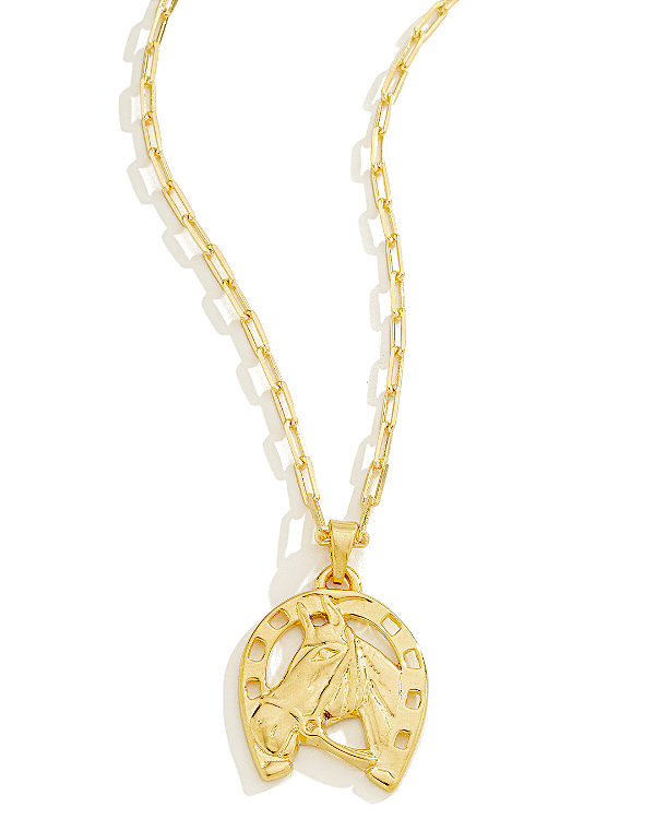 Colar Masculino Cavalo e Ferradura com Cordão Cartier Banhado a Ouro 18K